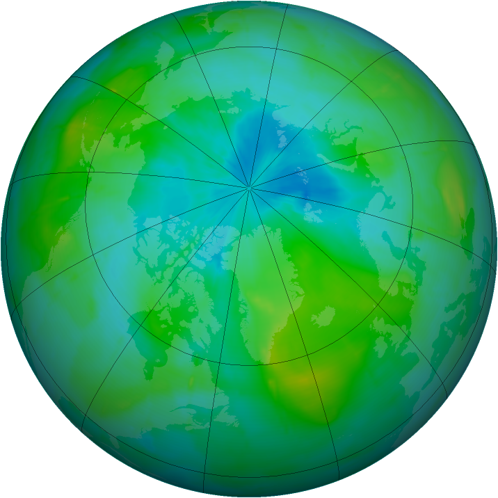 Arctic ozone map for 22 August 2009